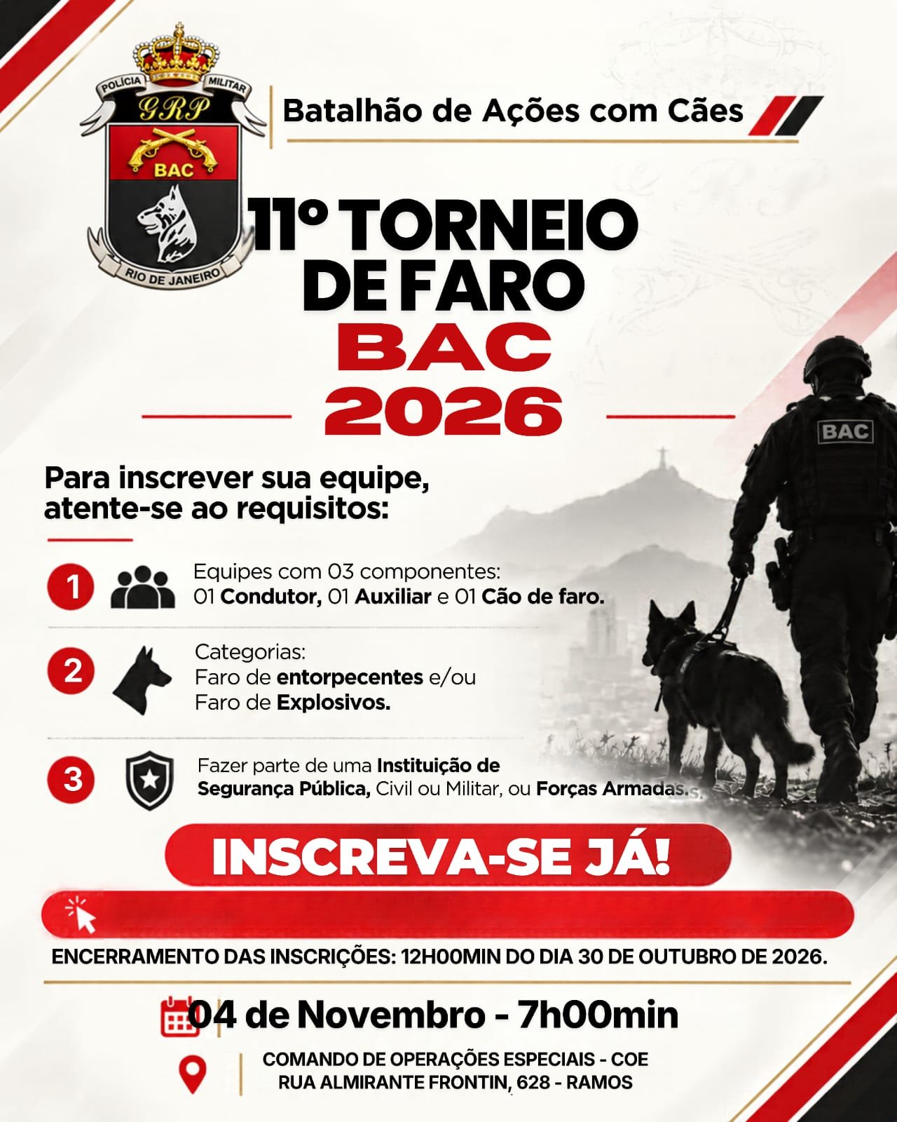 Flyer oficial do 11º Torneio de Faro BAC 2026